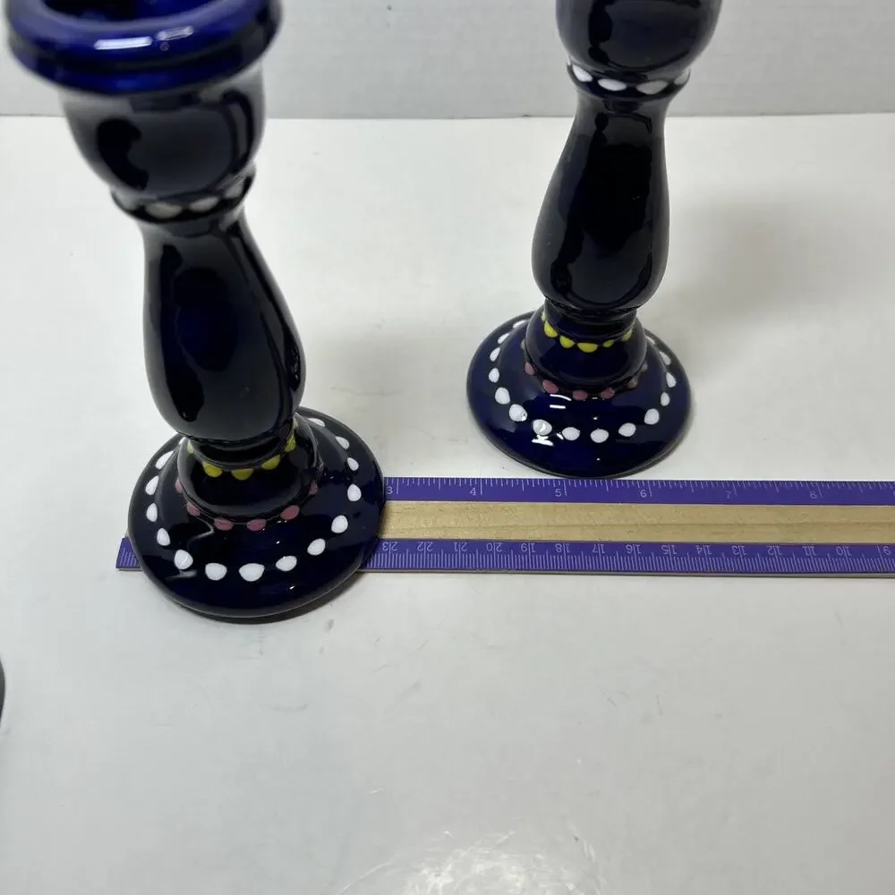Pair Of Cobalt Blue Ceramic 6
